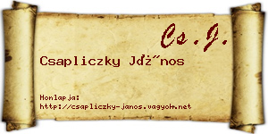 Csapliczky János névjegykártya